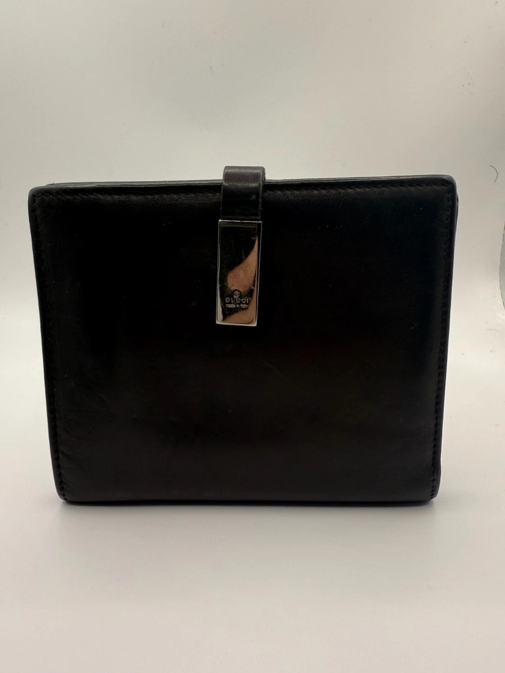 Gucci Jackie Women's Black Leather  Wallet with Silver Hardware